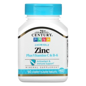 Zinc + Vitamins C & B-6 90 дъвчащи таблетки | 21st Century