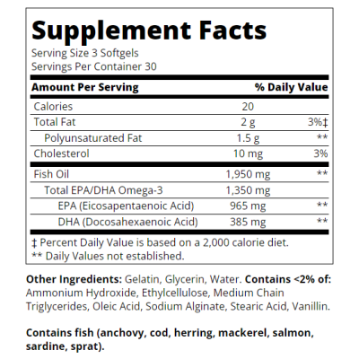 Alaska Wild Fish Oil Mega Omega-3 90 гел-капсули | 21st Century