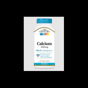 Calcium 1000 мг + D3 20 мкг D3 90 таблетки | 21st Century