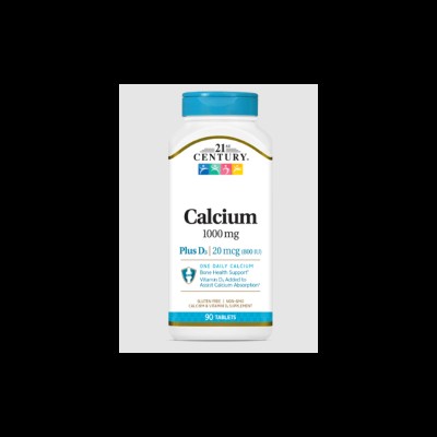 Calcium 1000 мг + D3 20 мкг D3 90 таблетки | 21st Century