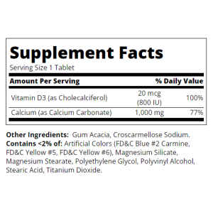 Calcium 1000 мг + D3 20 мкг D3 90 таблетки | 21st Century