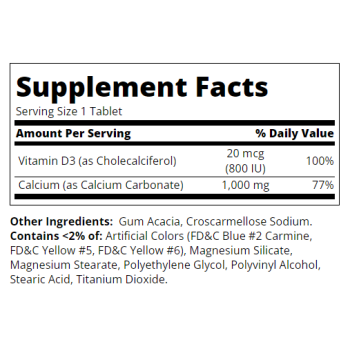 Calcium 1000 мг + D3 20 мкг D3 90 таблетки | 21st Century
