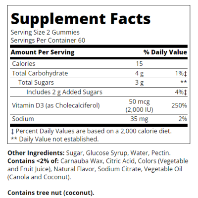 VitaJoy Daily D 50 мкг Gummies 120 дъвчащи бонбони | 21st Century