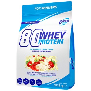80 Whey Protein | WPC Instant - Бял шоколад с ягода 908 г | 6PAK Nutrition