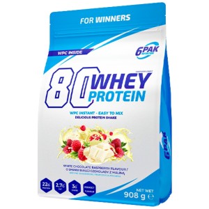 80 Whey Protein | WPC Instant - Бял шоколад с малини 908 г | 6PAK Nutrition