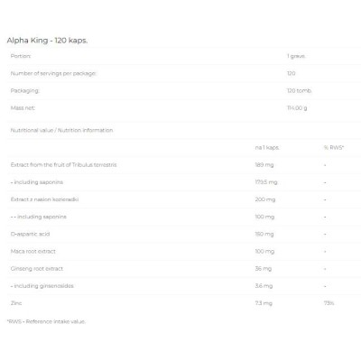 Alpha King | Advanced Testosterone Booster - 120 капсули | 6PAK Nutrition