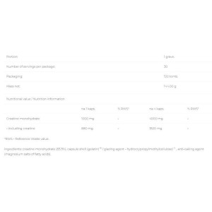 Creatine Monohydrate Caps - 120 капсули | 6PAK Nutrition