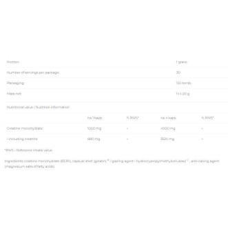 Creatine Monohydrate Caps - 120 капсули | 6PAK Nutrition