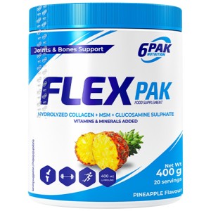 Flex Pak Powder | Collagen & Glucosamine, Chondroitin, MSM, Hyaluronic Acid - Ананас 400 г | 6PAK Nutrition