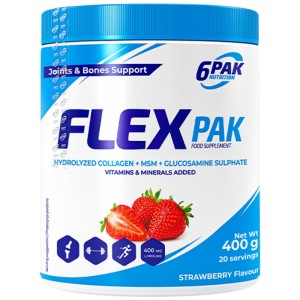 Flex Pak Powder | Collagen & Glucosamine, Chondroitin, MSM, Hyaluronic Acid - Ягода 400 г | 6PAK Nutrition