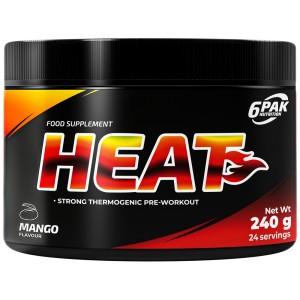 Heat | Pre-workout & Fat Burner - Ябълка с праскова 240 г | 6PAK Nutrition