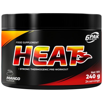 Heat | Pre-workout & Fat Burner - Ябълка с праскова 240 г | 6PAK Nutrition