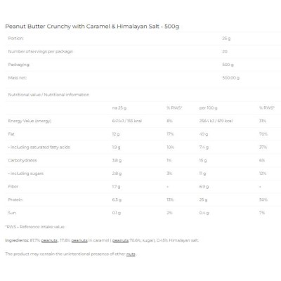 Peanut Butter - Caramel & Himalayan Salt - 500 г | 6PAK Nutrition Peanut Butter - Caramel & Himalayan Salt - 500 г | 6PAK Nutrition