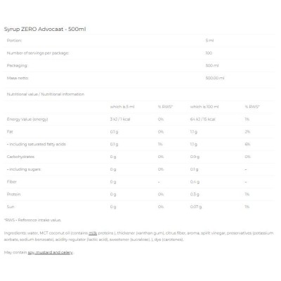 Syrup Zero - Advocaat - 500 мл | 6PAK Nutrition