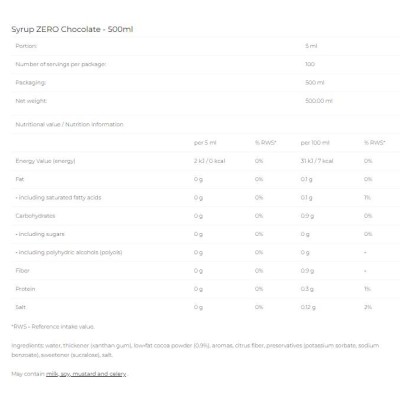 Syrup Zero - Chocolate - 500 мл | 6PAK Nutrition