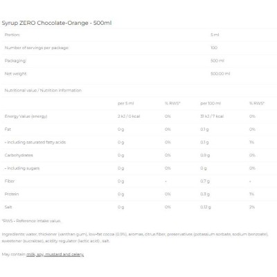 Syrup Zero - Chocolate Orange - 500 мл | 6PAK Nutrition