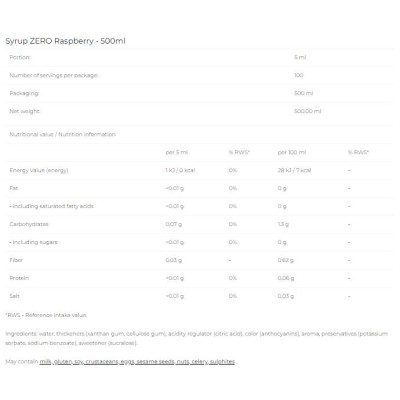 Syrup Zero - Raspberry - 500 мл | 6PAK Nutrition