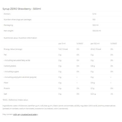 Syrup Zero - Strawberry - 500 мл | 6PAK Nutrition