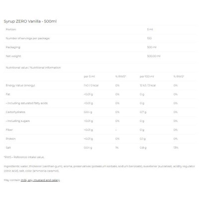 Syrup Zero - Vanilla - 500 мл | 6PAK Nutrition