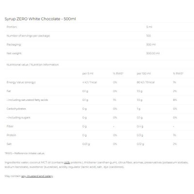 Syrup Zero - White Chocolate - 500 мл | 6PAK Nutrition