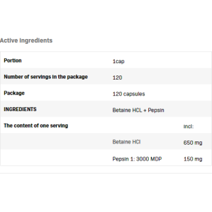 Betaine HCL + Pepsin 120 капсули | Allnutrition
