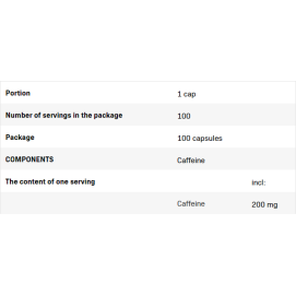 Caffeine 200 Power 100 капсули | Allnutrition