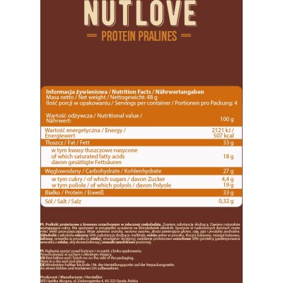 NutLove Protein Pralines Milk Choco Peanut 48 гр | Allnutrition
