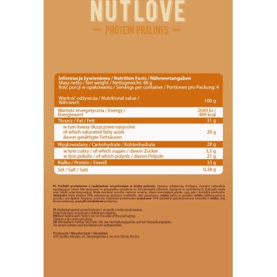 NutLove Protein Pralines White Choco Peanut 48 гр | Allnutrition