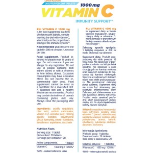 Vitamin C 1000 20 разтворили таблетки | Allnutrition