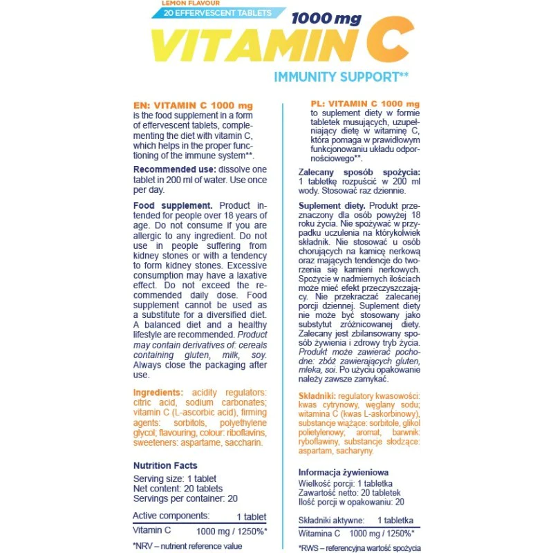 Vitamin C 1000 20 разтворили таблетки | Allnutrition Vitamin C 1000 20 разтворили таблетки | Allnutrition