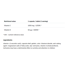 Vitamin C 1000 + D3 30 капсули | Allnutrition