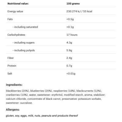 FruLove Forest Fruit Diet Jam 1000 гр | Allnutrition