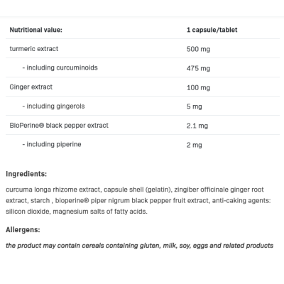 Allnutrition Curcumin + Ginger + Piperine - Куркума + Джинджифил + Пиперин 100 caps
