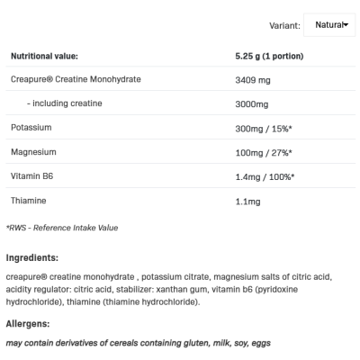 CRE1 Creapure 315 гр | AllNutrition