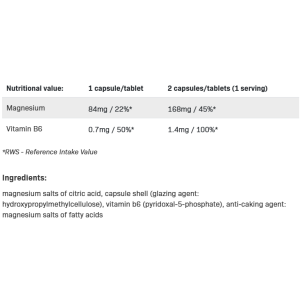 Magnesium Citrate + B6 100 капсули | Allnutrition