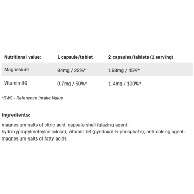 Magnesium Citrate + B6 100 капсули | Allnutrition