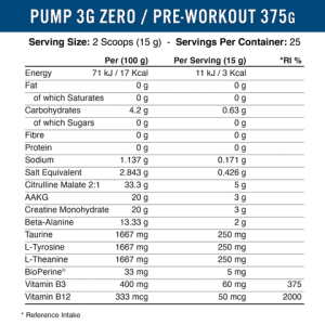 Pump 3G Zero-Stim Pre-Workout 375 гр | Applied Nutrition