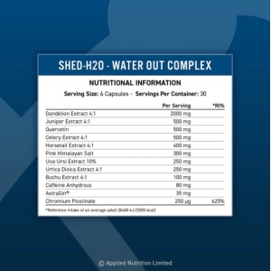 Shed-H20 Water Out Complex 180 капсули | Applied Nutrition Shed-H20 Water Out Complex 180 капсули | Applied Nutrition