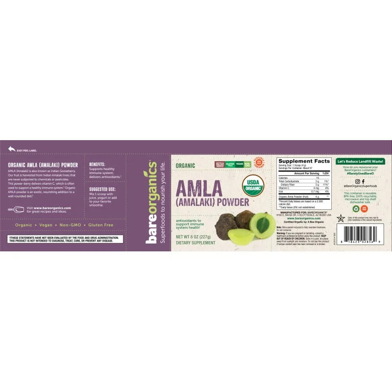 AMLA Powder 227 гр | BareOrganics AMLA Powder 227 гр | BareOrganics