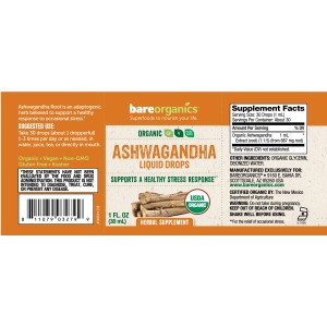 Ashwagandha Liquid Drops 30 мл | BareOrganics