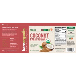 Coconut Palm Sugar 454 гр | BareOrganics