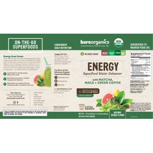 Energy Superfood Water Enhancer - Тропически Плодове 12x6.5 гр | BareOrganics