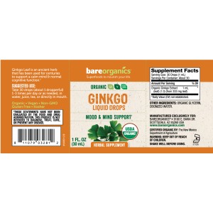 Ginkgo Liquid Drops 30 мл | BareOrganics