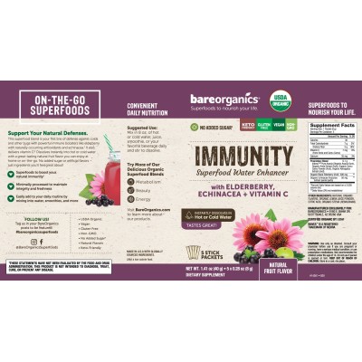 Immunity Superfood Water Enhancer - Тропически Плодове 12 x 6.5 гр | BareOrganics