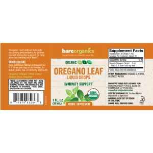 Oregano Leaf Liquid Drops 30 мл | BareOrganics