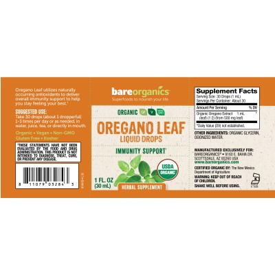 Oregano Leaf Liquid Drops 30 мл | BareOrganics Oregano Leaf Liquid Drops 30 мл | BareOrganics