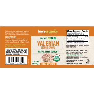 Valerian Liquid Drops 30 мл | BareOrganics