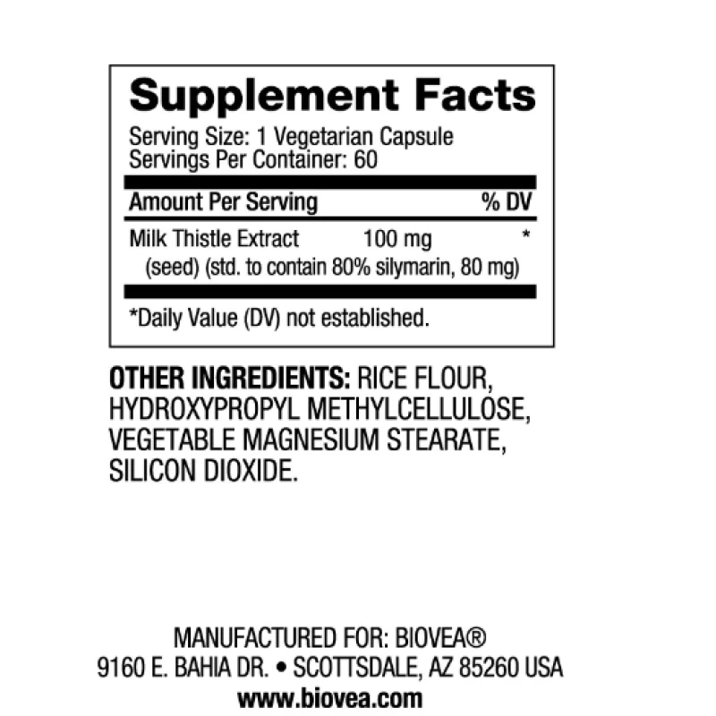 Milk Thistle 100 мг 60 капсули | Biovea Milk Thistle 100 мг 60 капсули | Biovea