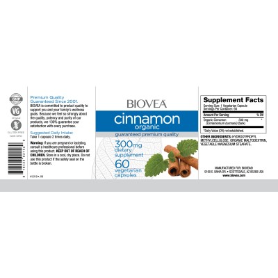 Cinnamon Organic 300 мг 60 капсули | Biovea