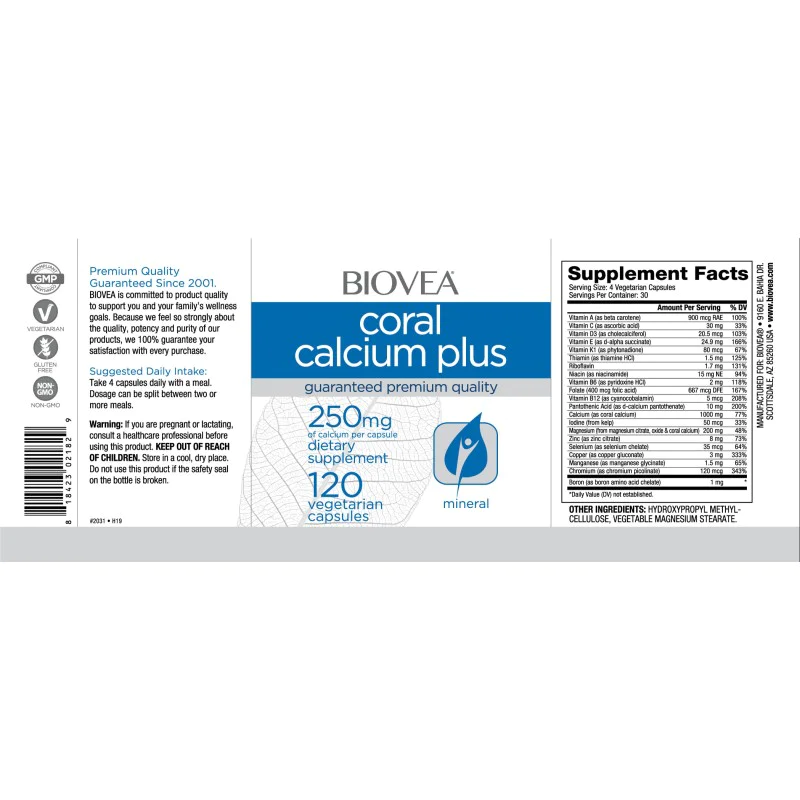 Coral Calcium Plus 1000 мг 120 kапсули | Biovea Coral Calcium Plus 1000 мг 120 kапсули | Biovea